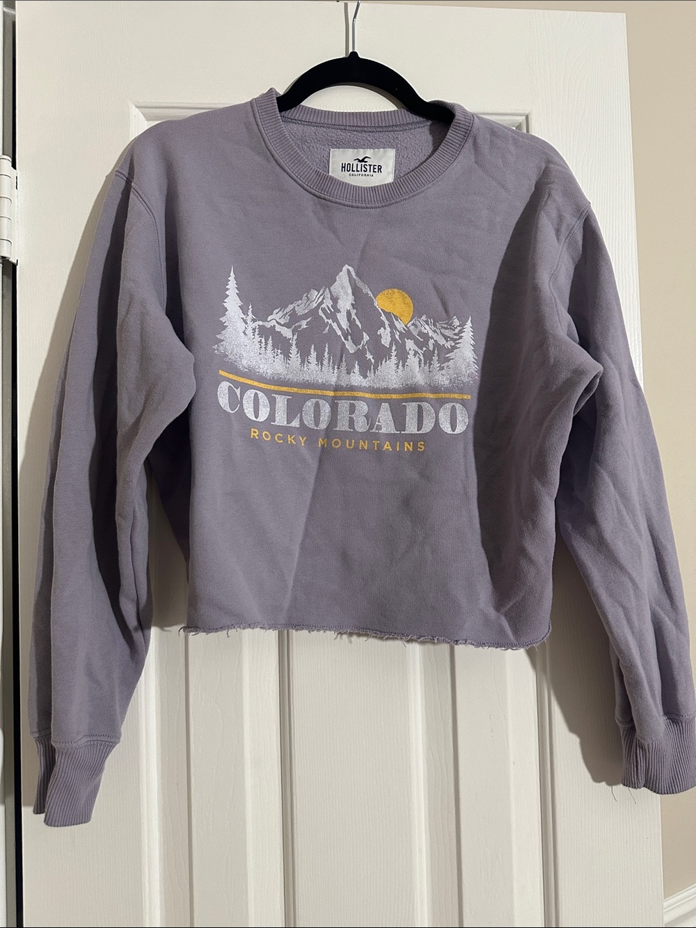 Hollister Lavender Colorado Rocky Mountains Cropped Sweatshirt